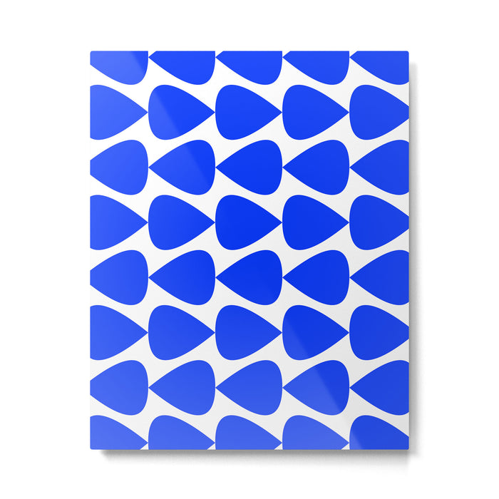 Plectrum Geometric Minimalist Pattern in Electric Blue and White Metal Print Gallery Image 1