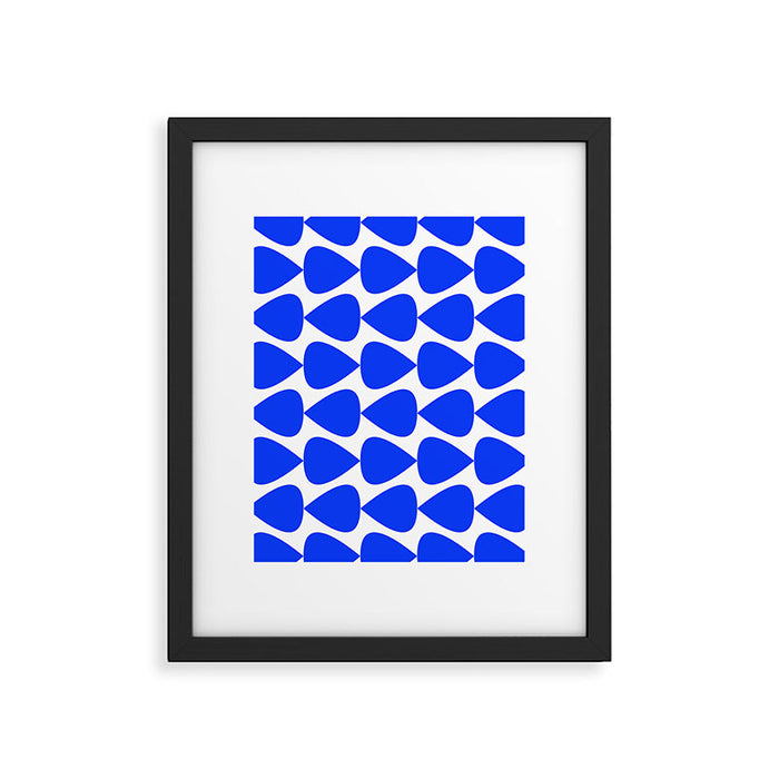 Plectrum Geometric Minimalist Pattern in Electric Blue and White Framed Art Print Gallery Image 1