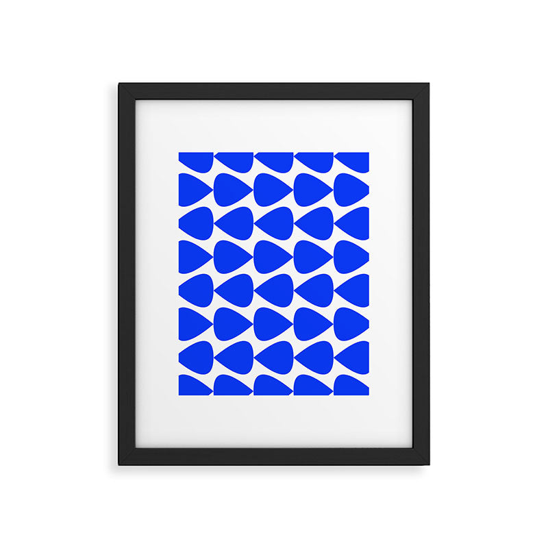 Plectrum Geometric Minimalist Pattern in Electric Blue and White Framed Art Print Gallery Image 4