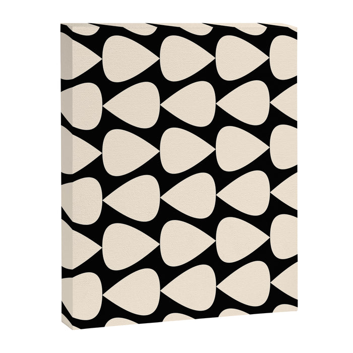 Plectrum Pattern in Almond Cream and Black Canvas Print Gallery Image 1