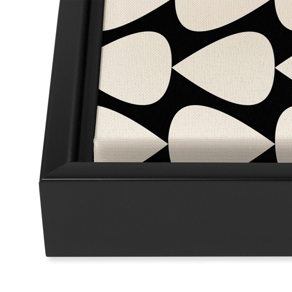 Plectrum Pattern in Almond Cream and Black Framed Canvas Print Gallery Image 3