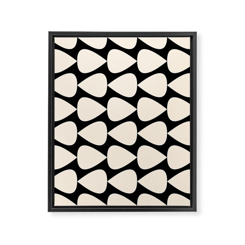 Plectrum Pattern in Almond Cream and Black Framed Canvas Print Gallery Image 8