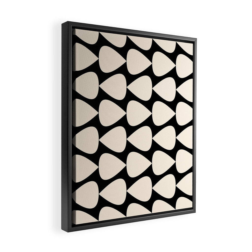Plectrum Pattern in Almond Cream and Black Framed Canvas Print Gallery Image 2