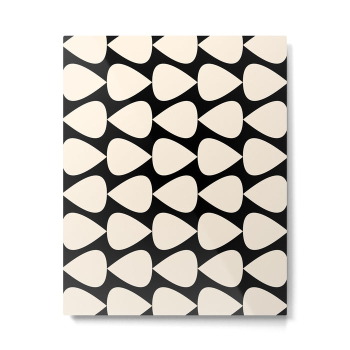 Plectrum Pattern in Almond Cream and Black Metal Print Gallery Image 1