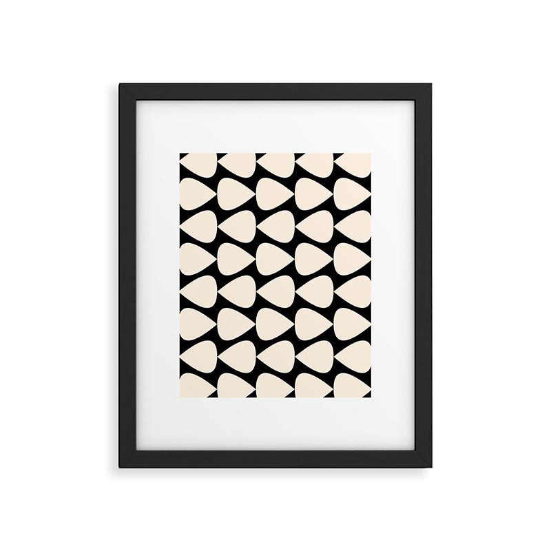 Plectrum Pattern in Almond Cream and Black Framed Art Print Gallery Image 6