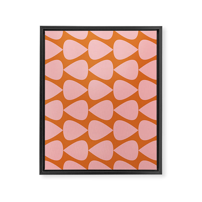 Plectrum Pattern in Pink and Orange Framed Canvas Print Gallery Image 1
