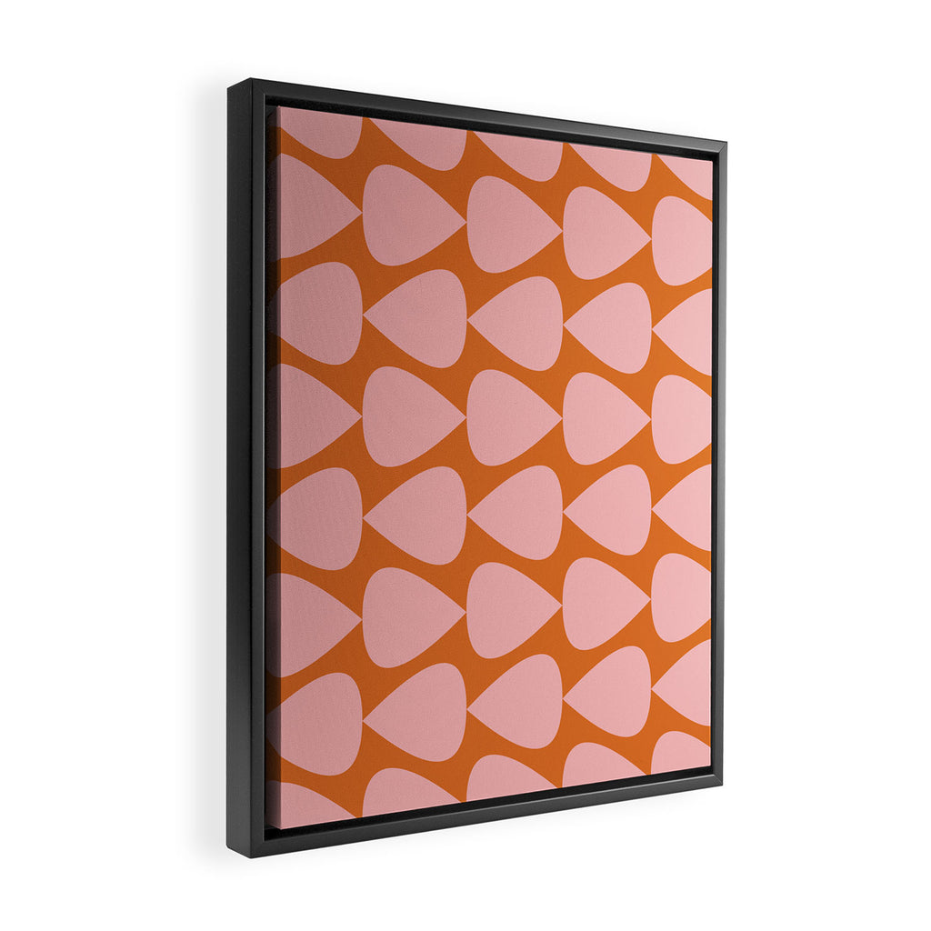 Plectrum Pattern in Pink and Orange Framed Canvas Print Gallery Image 2