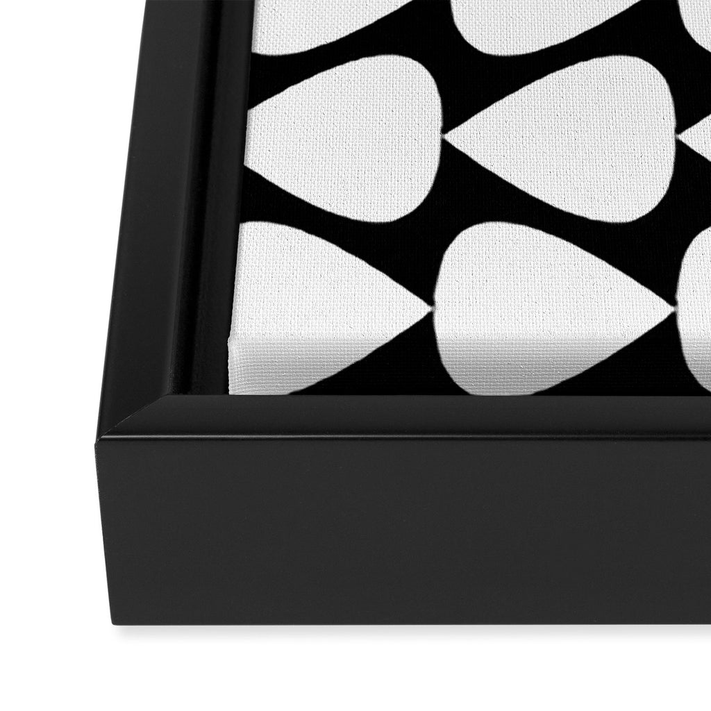 Plectrum Pattern in White and Black Framed Canvas Print Gallery Image 3