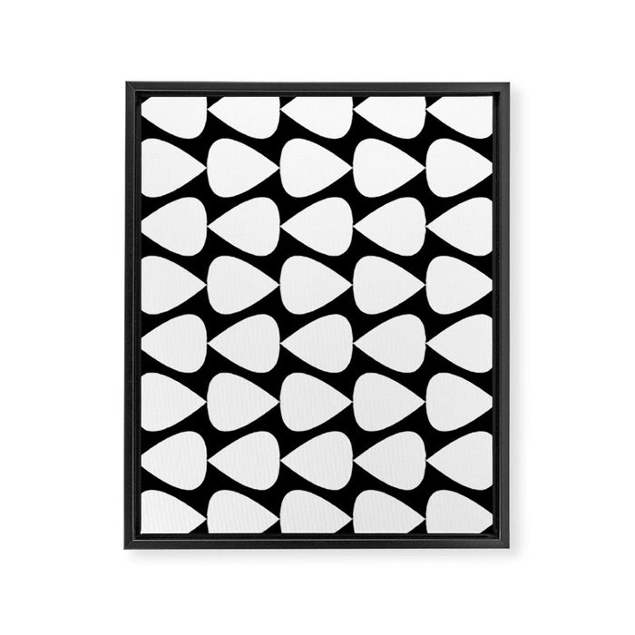 Plectrum Pattern in White and Black Framed Canvas Print Gallery Image 1