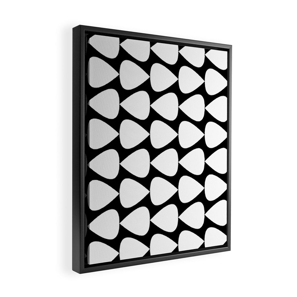 Plectrum Pattern in White and Black Framed Canvas Print Gallery Image 2