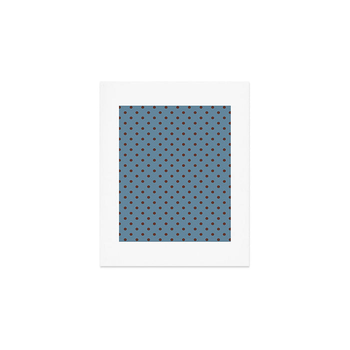Polka Dot Blue and Brown Classic Pattern Art Print Gallery Image 1