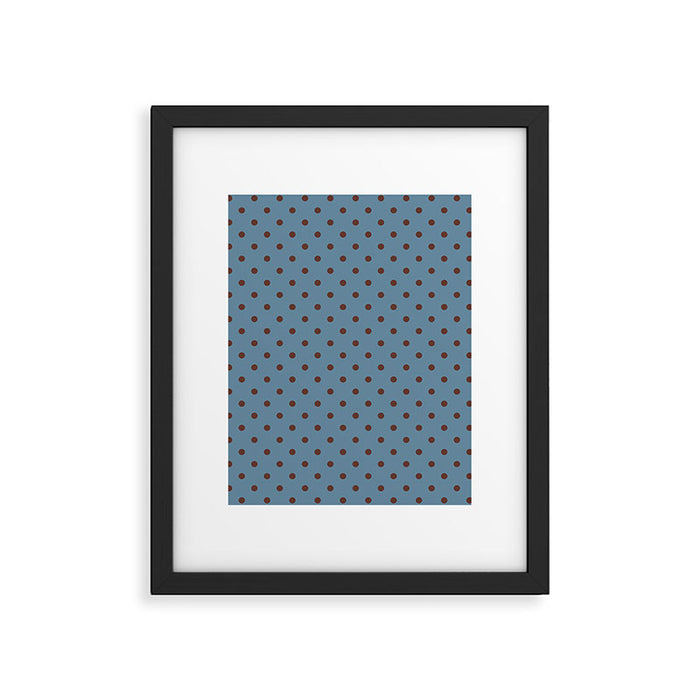 Polka Dot Blue and Brown Classic Pattern Framed Art Print Gallery Image 1