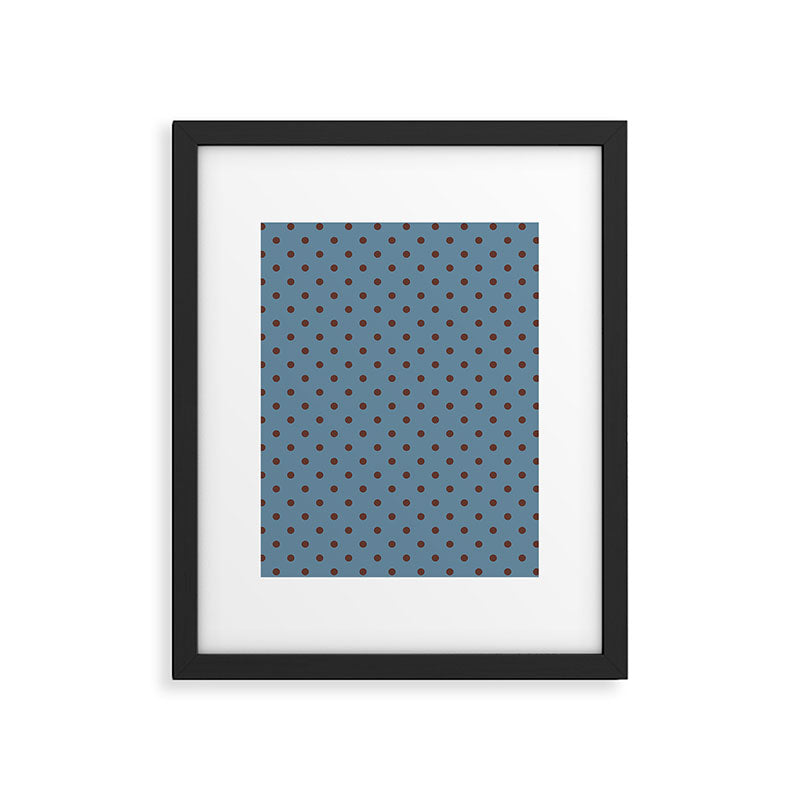 Polka Dot Blue and Brown Classic Pattern Framed Art Print Gallery Image 6