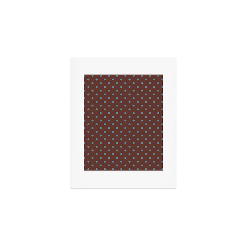 Polka Dot Brown and Blue Pattern Art Print Gallery Image 1