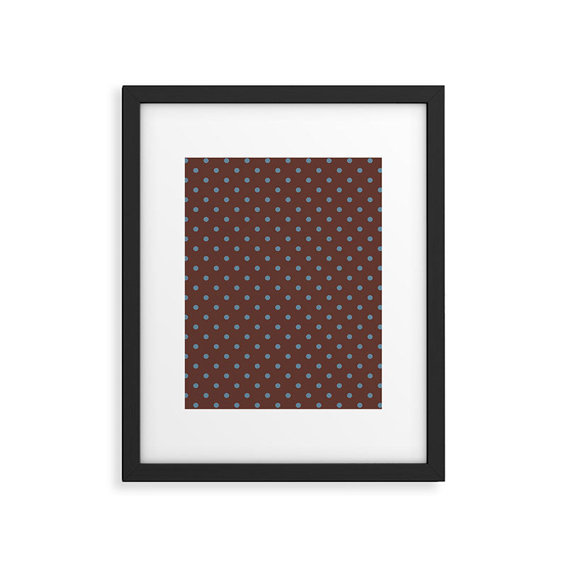 Polka Dot Brown and Blue Pattern Framed Art Print Gallery Image 6