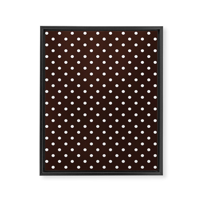 Polka Dot Brown and White Pattern Framed Canvas Print Gallery Image 1