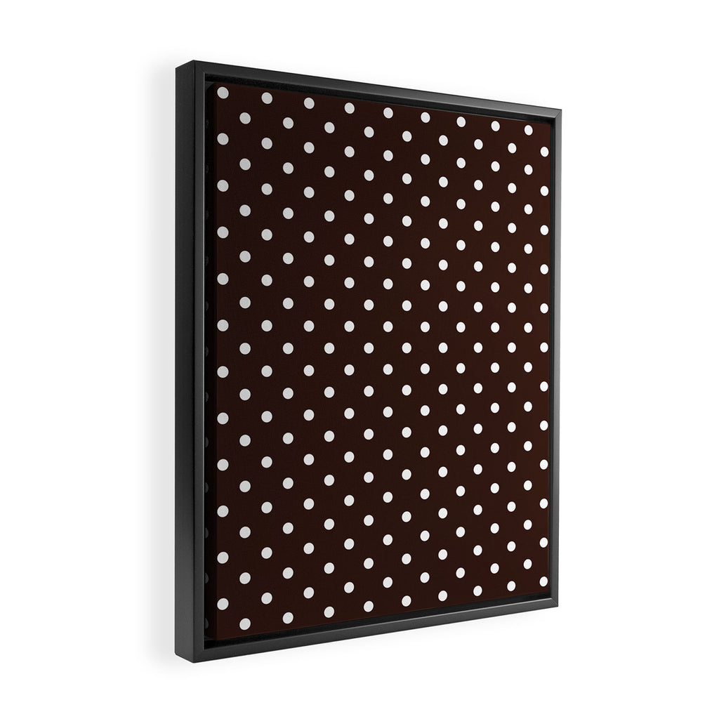Polka Dot Brown and White Pattern Framed Canvas Print Gallery Image 2