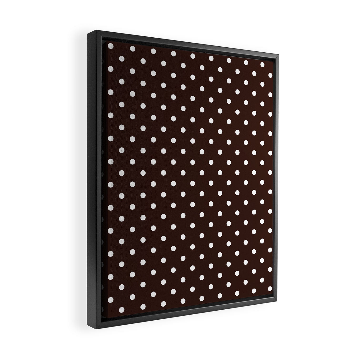Polka Dot Brown and White Pattern Framed Canvas Print Gallery Image 2