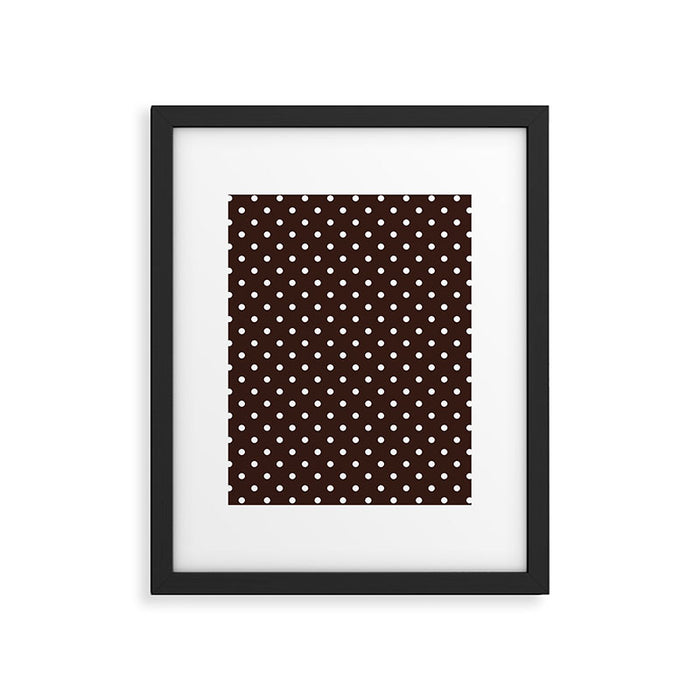 Polka Dot Brown and White Pattern Framed Art Print Gallery Image 1