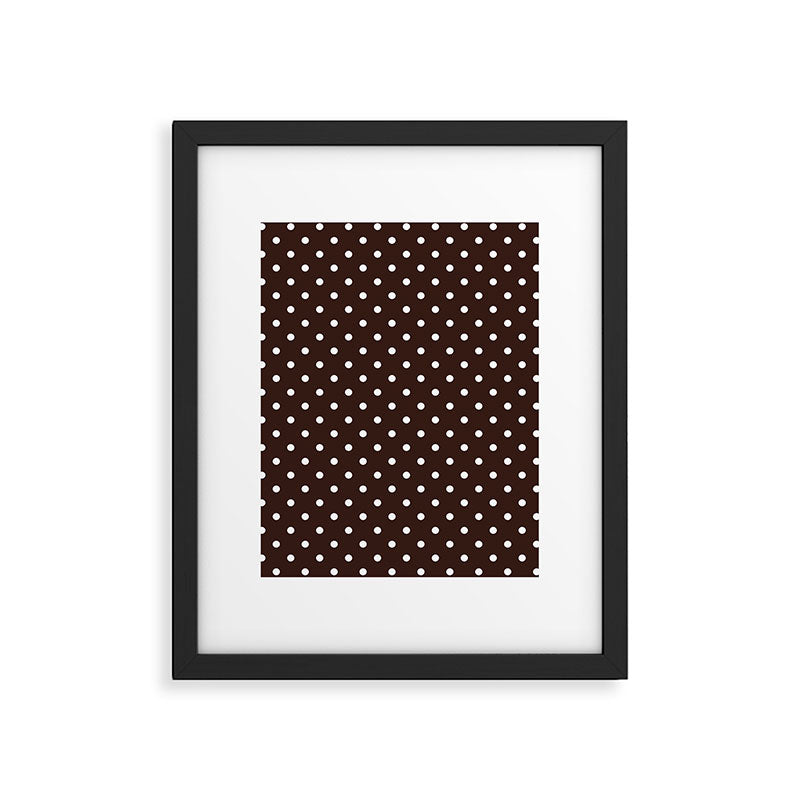 Polka Dot Brown and White Pattern Framed Art Print Gallery Image 6