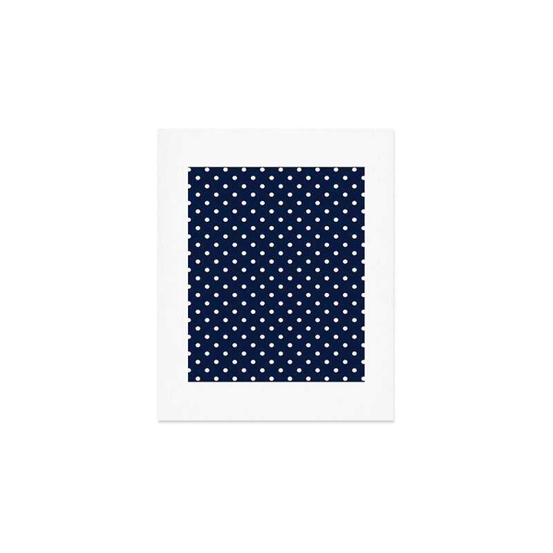 Polka Dot Classic Pattern in Nautical Navy Blue and White Art Print Gallery Image 1