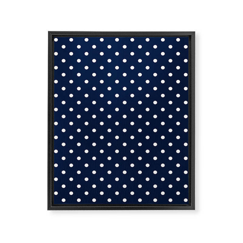 Polka Dot Classic Pattern in Nautical Navy Blue and White Framed Canvas Print Gallery Image 8