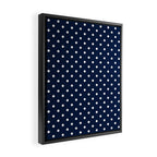 Polka Dot Classic Pattern in Nautical Navy Blue and White Framed Canvas Print Gallery Image 2