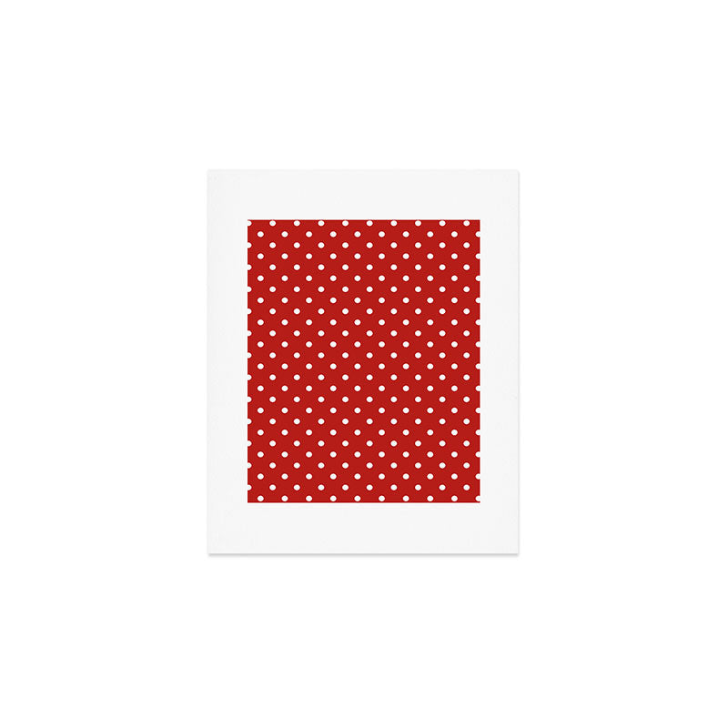 Polka Dot Classic Pattern in Red and White Art Print Gallery Image 1