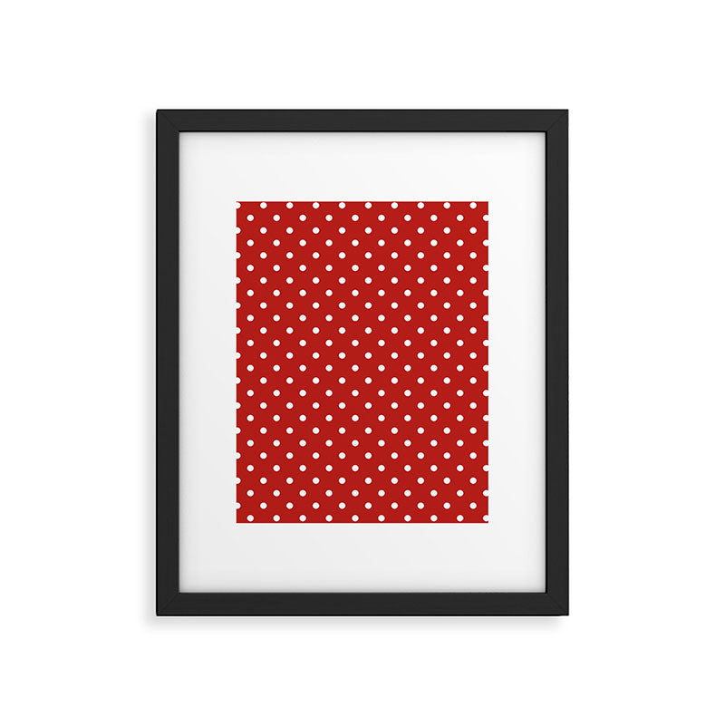 Polka Dot Classic Pattern in Red and White Framed Art Print Gallery Image 6