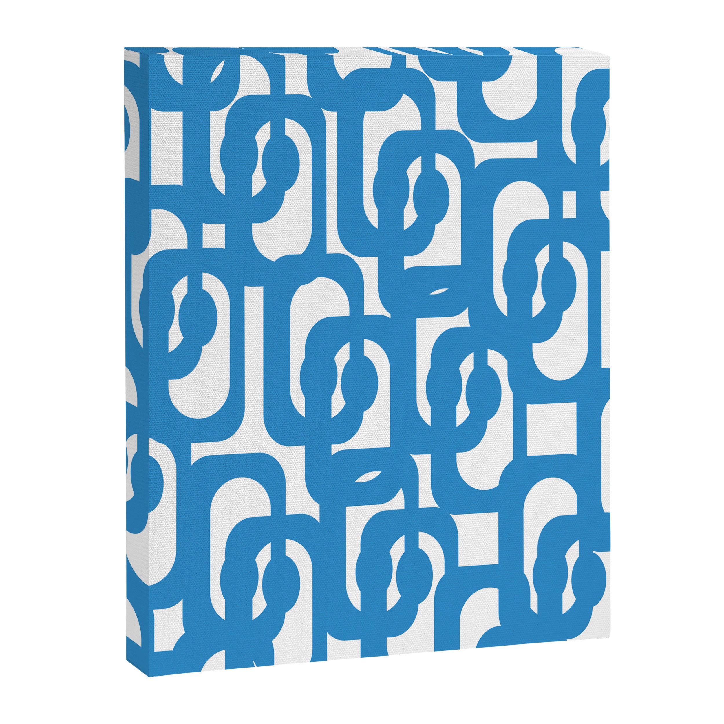 Pop Blue and White Contemporary Mid Century Modern Loops Abstract Pattern Canvas Print Gallery Image 8