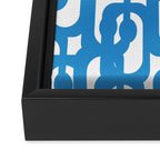 Pop Blue and White Contemporary Mid Century Modern Loops Abstract Pattern Framed Canvas Print Gallery Image 3
