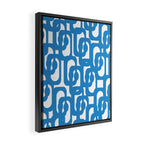 Pop Blue and White Contemporary Mid Century Modern Loops Abstract Pattern Framed Canvas Print Gallery Image 2