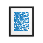 Pop Blue and White Contemporary Mid Century Modern Loops Abstract Pattern Framed Art Print Gallery Image 6