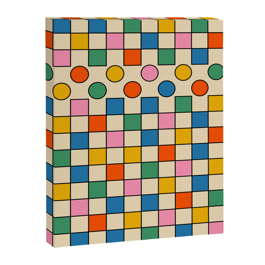 Pop Dots and Checks Colorful Retro Modern 80s 90s Checked Pattern Canvas Print Gallery Image 8