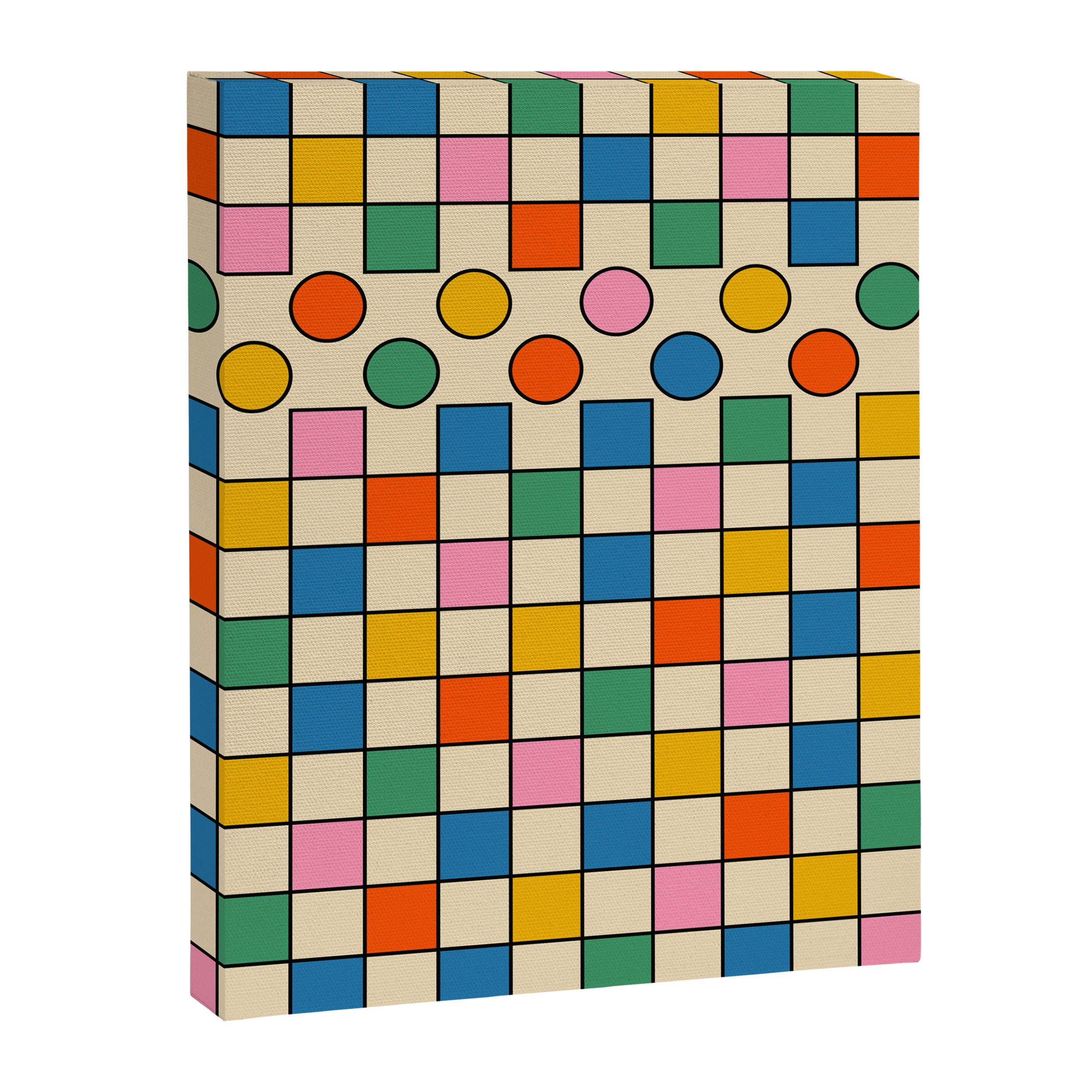 Pop Dots and Checks Colorful Retro Modern 80s 90s Checked Pattern Canvas Print Gallery Image 8