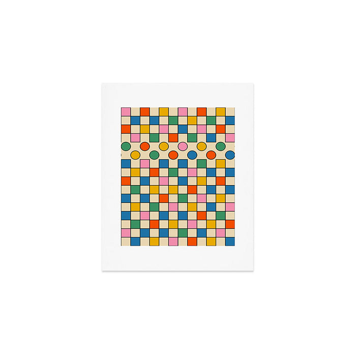 Pop Dots and Checks Colorful Retro Modern 80s 90s Checked Pattern Art Print Gallery Image 1
