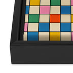 Pop Dots and Checks Colorful Retro Modern 80s 90s Checked Pattern Framed Canvas Print Gallery Image 3