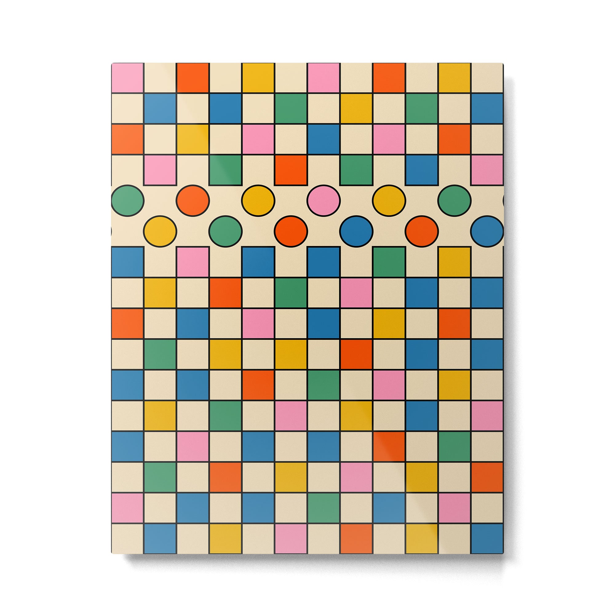 Pop Dots and Checks Colorful Retro Modern 80s 90s Checked Pattern Metal Print Gallery Image 6