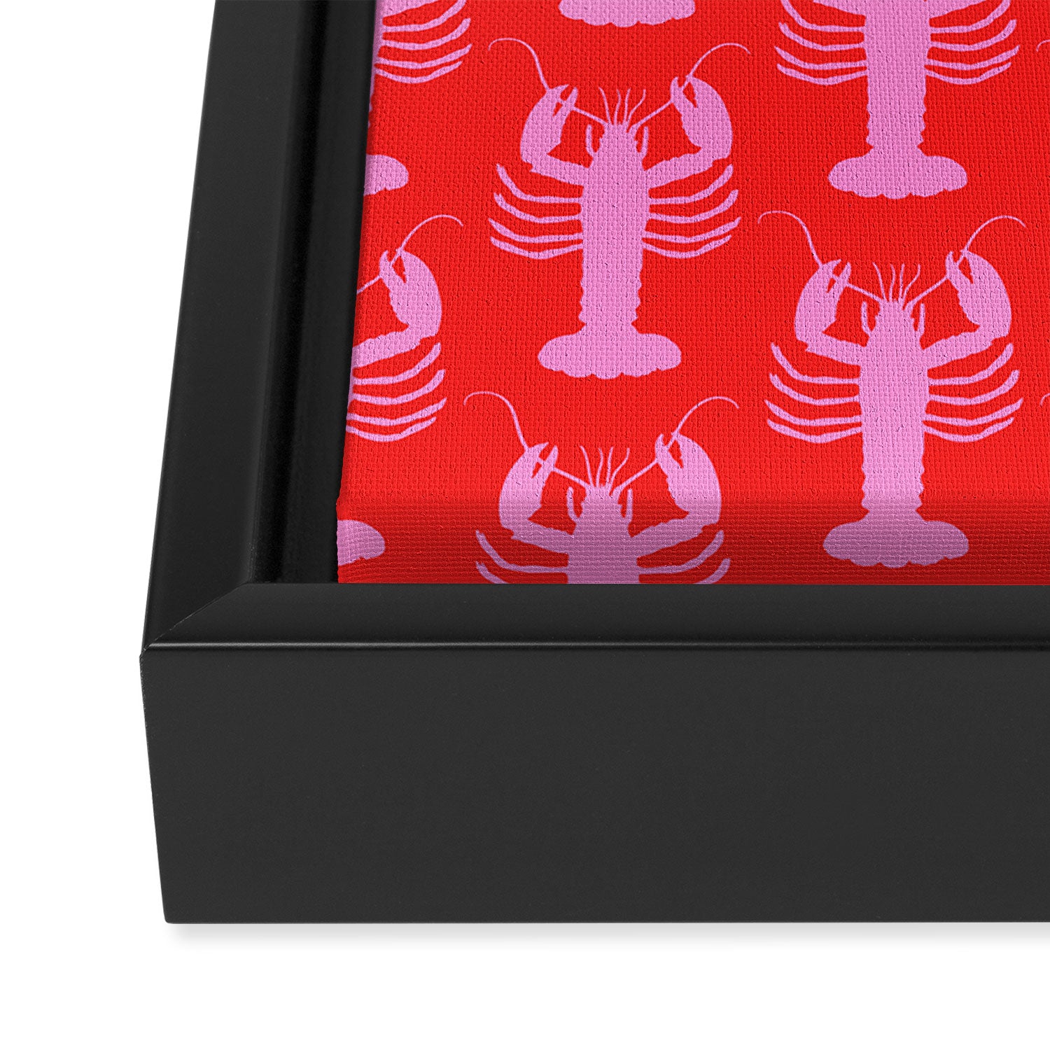 Pop Lobsters Preppy Pink and Red Pattern Framed Canvas Print Gallery Image 3