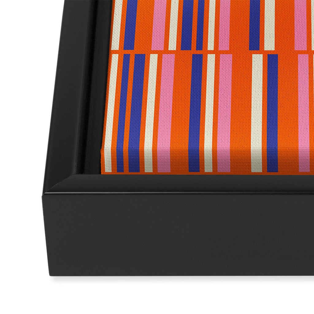 Pop Mod Color Boxes Geometric Retro Contemporary Pattern Orange Blue Pink Framed Canvas Print Gallery Image 3