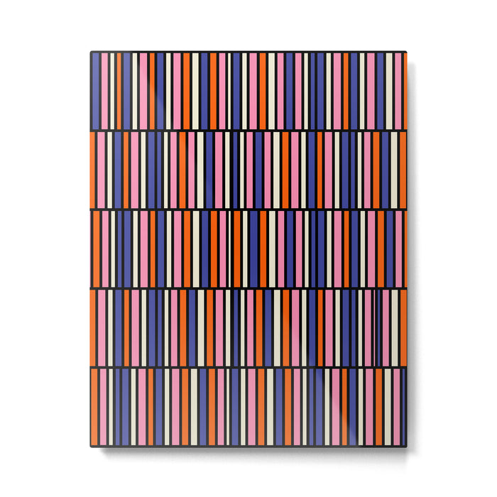Pop Mod Color Boxes Geometric Retro Pattern Blue Pink Orange Black Metal Print Gallery Image 1
