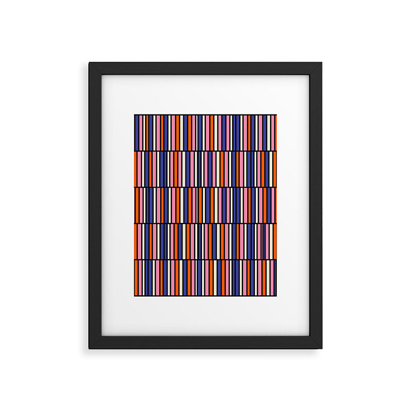 Pop Mod Color Boxes Geometric Retro Pattern Blue Pink Orange Black Framed Art Print Gallery Image 6