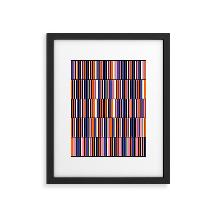 Pop Mod Color Boxes Geometric Retro Pattern Blue Pink Orange Black Framed Art Print Gallery Image 1