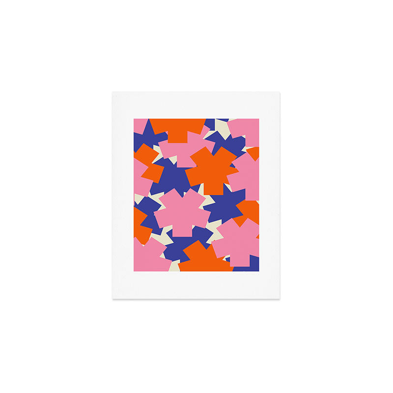 Pop Star Contemporary Abstract Pattern Blue Pink Orange Art Print Gallery Image 1