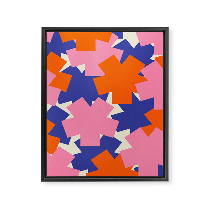 Pop Star Contemporary Abstract Pattern Blue Pink Orange Framed Canvas Print Gallery Image 1
