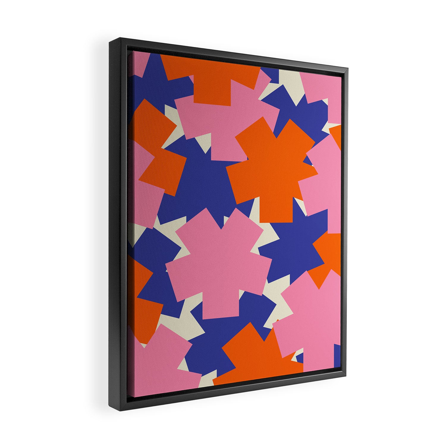 Pop Star Contemporary Abstract Pattern Blue Pink Orange Framed Canvas Print Gallery Image 2