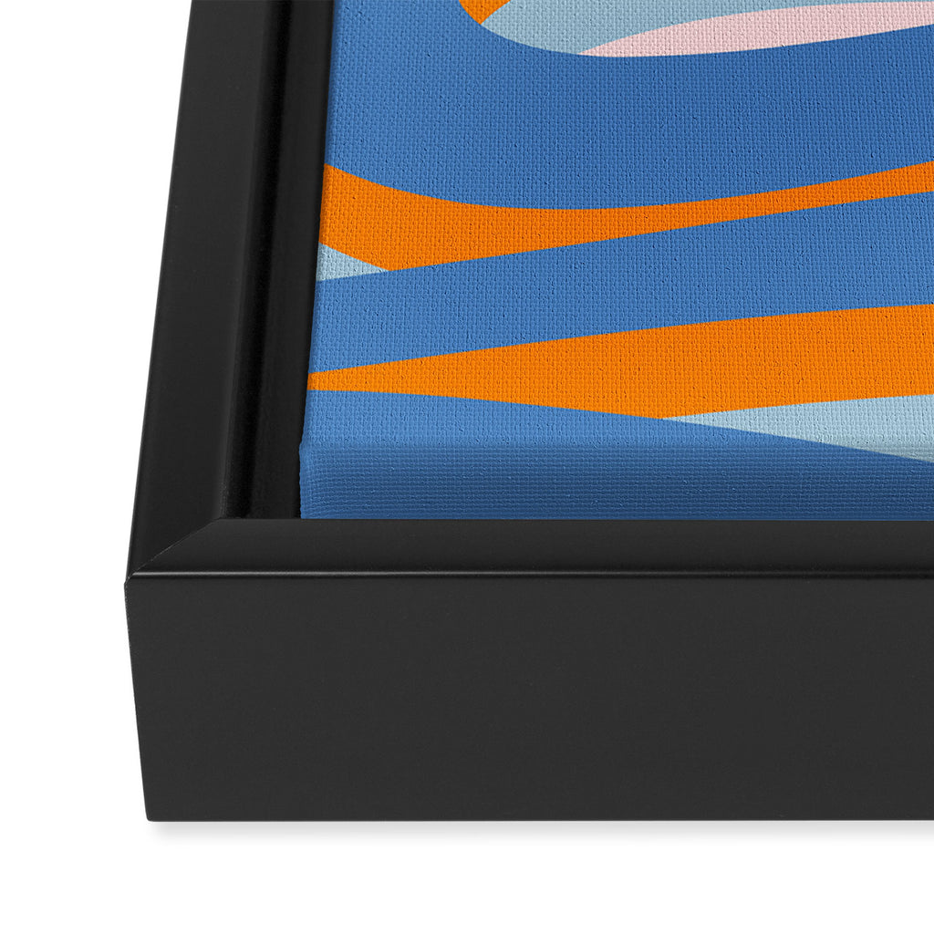 Pop Swirl Wavy Abstract Line Pattern Blue Orange Pink Framed Canvas Print Gallery Image 3