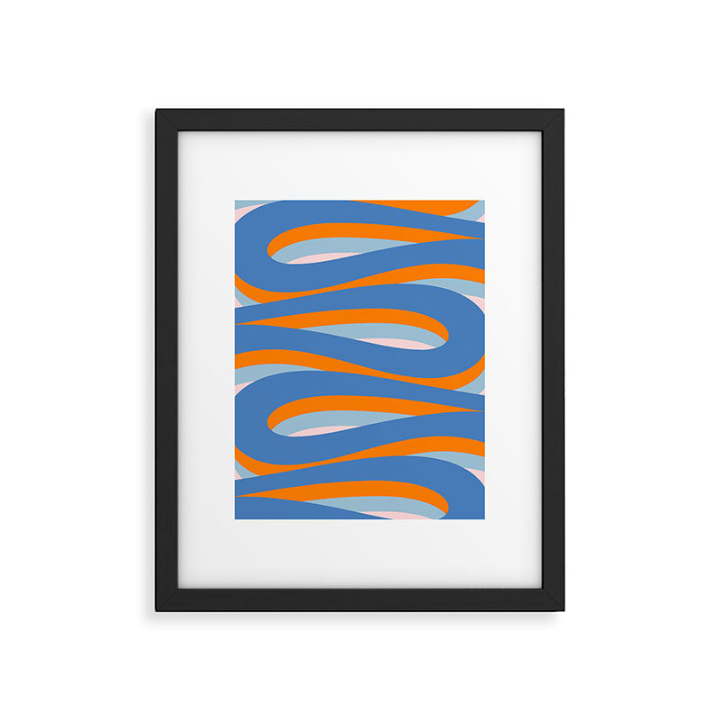 Pop Swirl Wavy Abstract Line Pattern Blue Orange Pink Framed Art Print Gallery Image 5