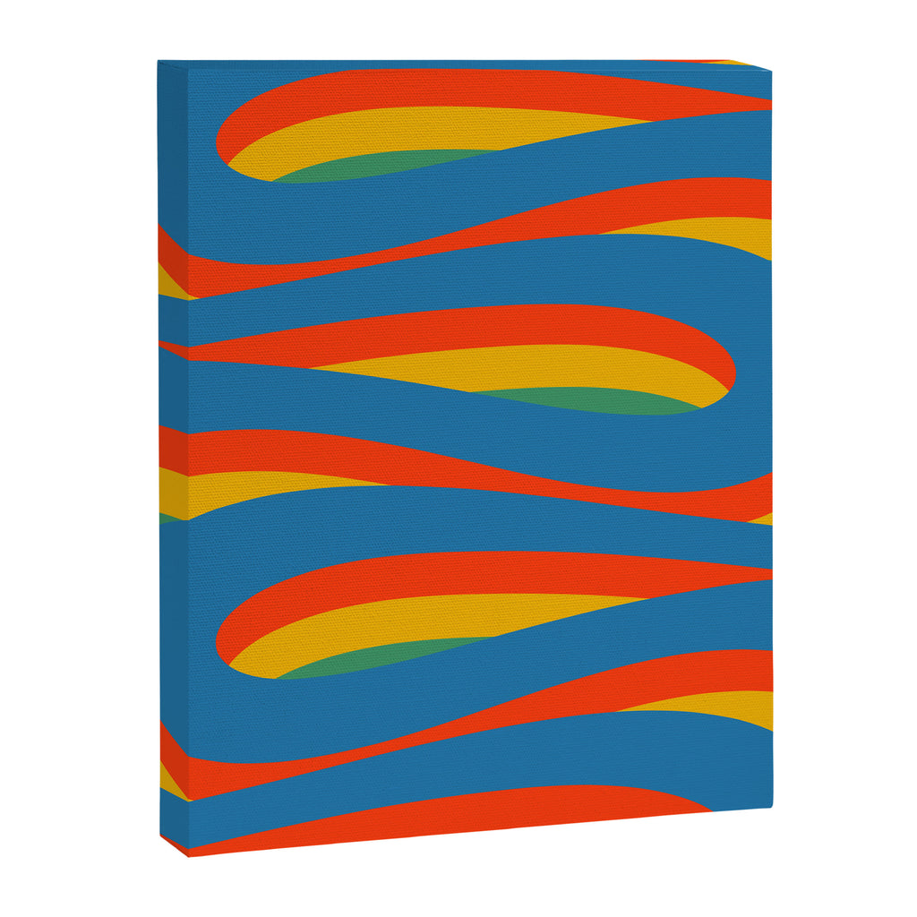 Pop Swirl Wavy Abstract Line Pattern Colorful Bright Blue Red Yellow Green Canvas Print Gallery Image 6