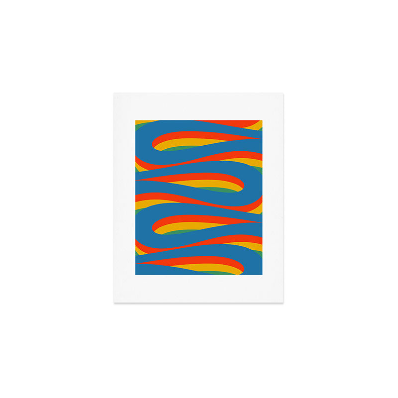 Pop Swirl Wavy Abstract Line Pattern Colorful Bright Blue Red Yellow Green Art Print Gallery Image 1